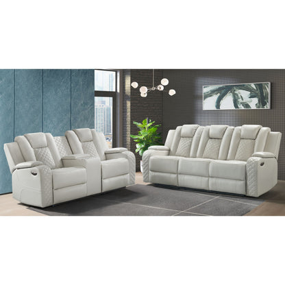 Carlo 2PC Living Room Set in Pebble Oyster-Sofa & Loveseat