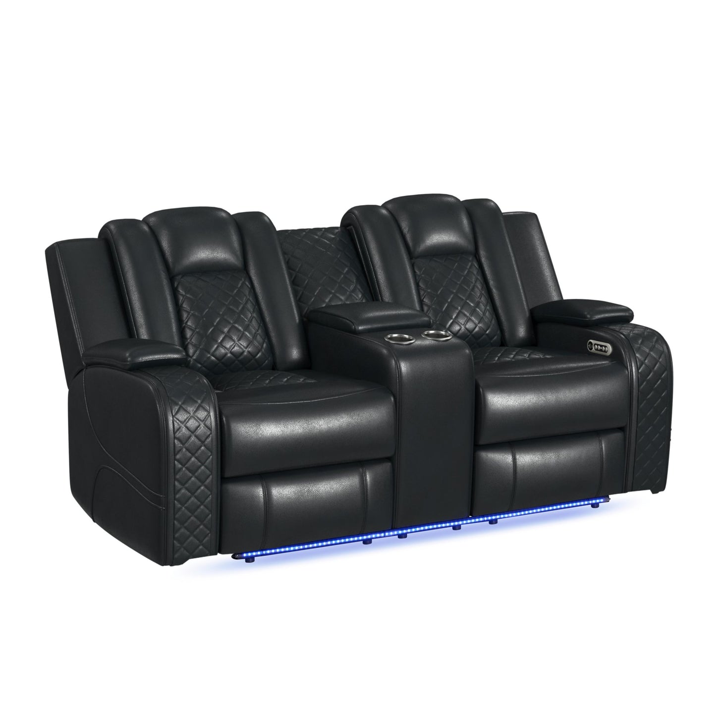 Carlo 3PC Living Room Set in Pebble Black-Sofa, Loveseat & Recliner