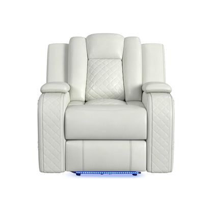 Carlo Power Motion Recliner with Power Headrest, LED in Pebble Oyster