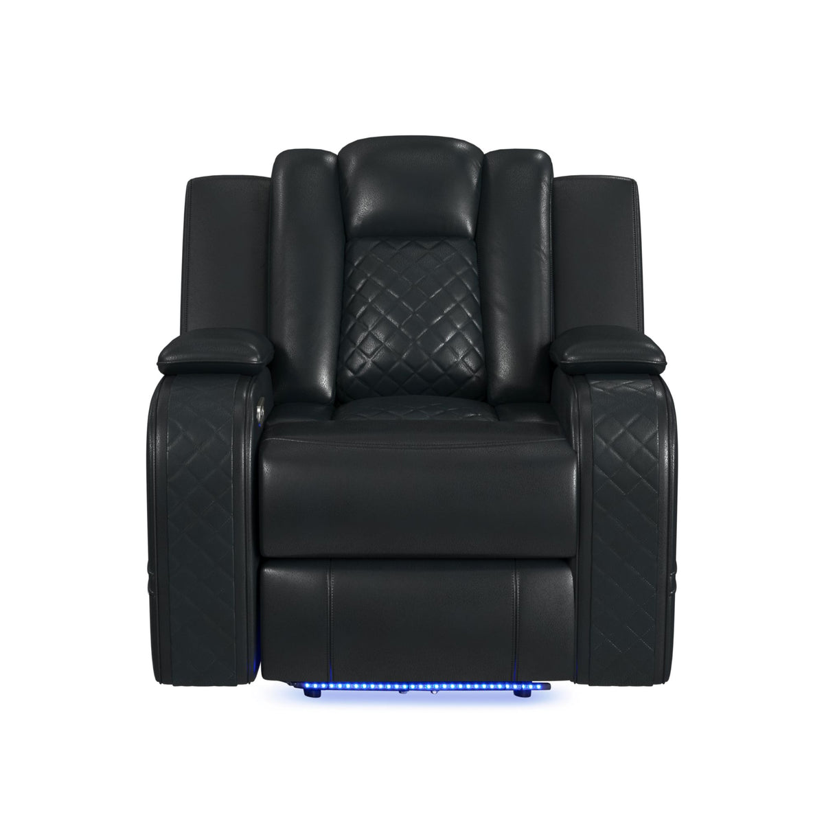 Carlo Power Motion Recliner With Power Headrest, Led In Pebble Black