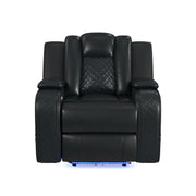 Carlo Power Motion Recliner with Power Headrest, LED in Pebble Black