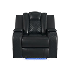 Carlo Power Motion Recliner with Power Headrest, LED in Pebble Black