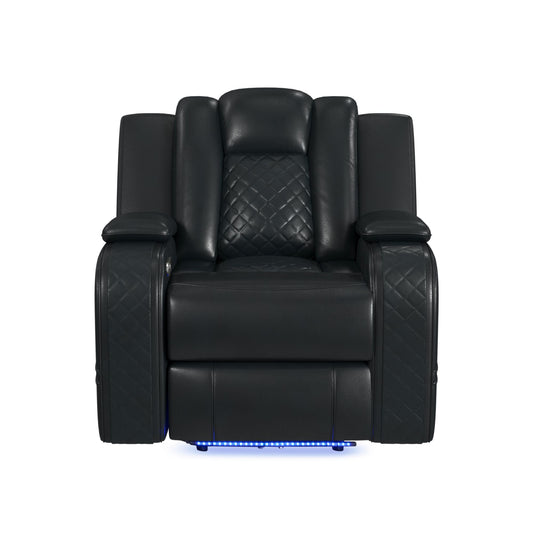 Carlo Power Motion Recliner with Power Headrest, LED in Pebble Black