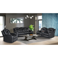 Carlo Power Motion Sofa with Power Headrest, Dropdown Table, Power strip, led and reading light in Pebble Black