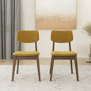 Silla Carlos de terciopelo amarillo oscuro con respaldo sólido (juego de 2)