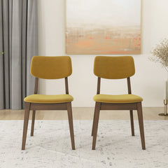 Silla Carlos de terciopelo amarillo oscuro con respaldo sólido (juego de 2)