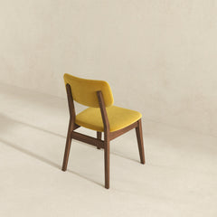 Silla Carlos de terciopelo amarillo oscuro con respaldo sólido (juego de 2)