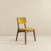 Silla Carlos de terciopelo amarillo oscuro con respaldo sólido (juego de 2)