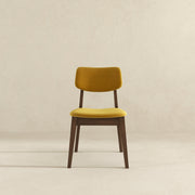 Silla Carlos de terciopelo amarillo oscuro con respaldo sólido (juego de 2)
