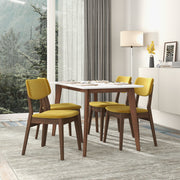 Silla Carlos de terciopelo amarillo oscuro con respaldo sólido (juego de 2)