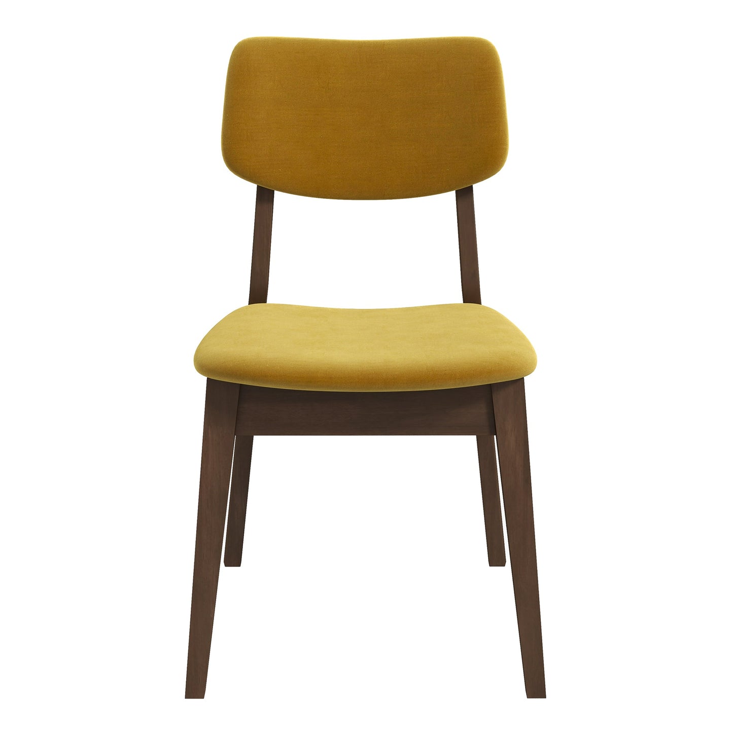 Silla Carlos de terciopelo amarillo oscuro con respaldo sólido (juego de 2)