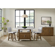 Carmela Rectangular Counter Table with White Marble Top in Brown