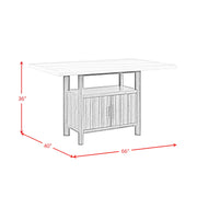 Carmela Rectangular Counter Table with White Marble Top in Brown