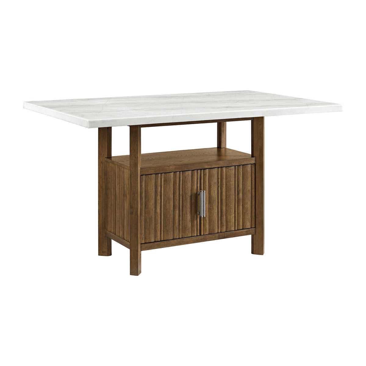 Carmela Rectangular Counter Table with White Marble Top in Brown