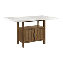 Carmela Rectangular Counter Table with White Marble Top in Brown