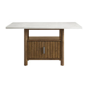 Carmela Rectangular Counter Table with White Marble Top in Brown