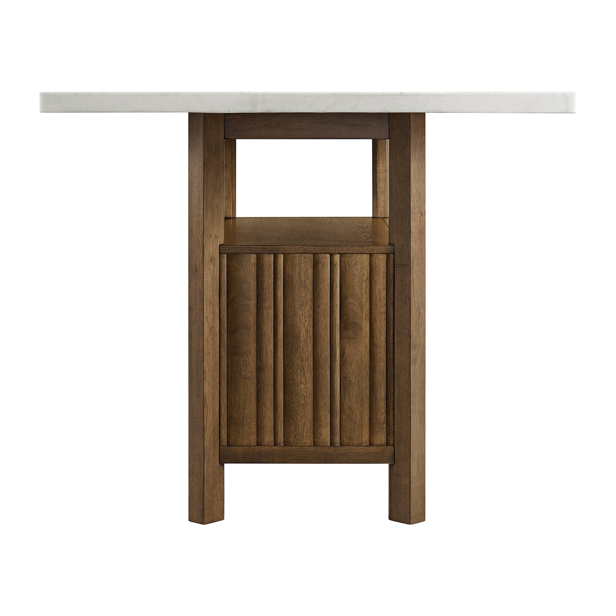 Carmela Rectangular Counter Table with White Marble Top in Brown