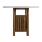 Carmela Rectangular Counter Table with White Marble Top in Brown