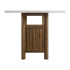 Carmela Rectangular Counter Table with White Marble Top in Brown
