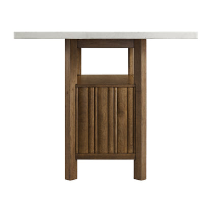 Carmela Rectangular Counter Table with White Marble Top in Brown