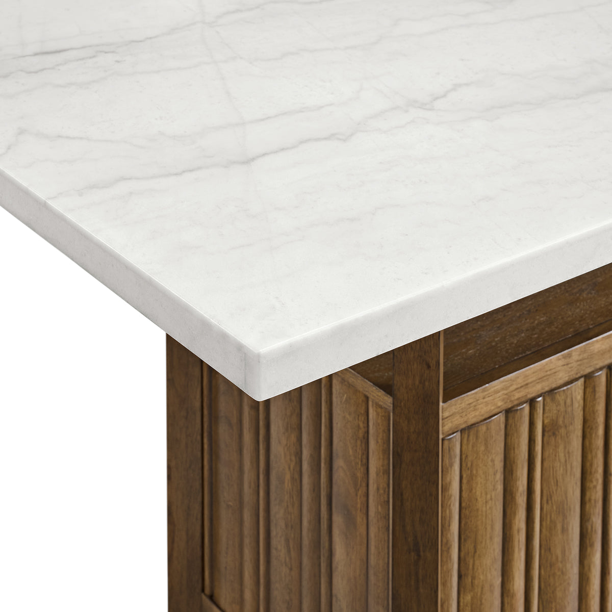 Carmela Rectangular Counter Table with White Marble Top in Brown