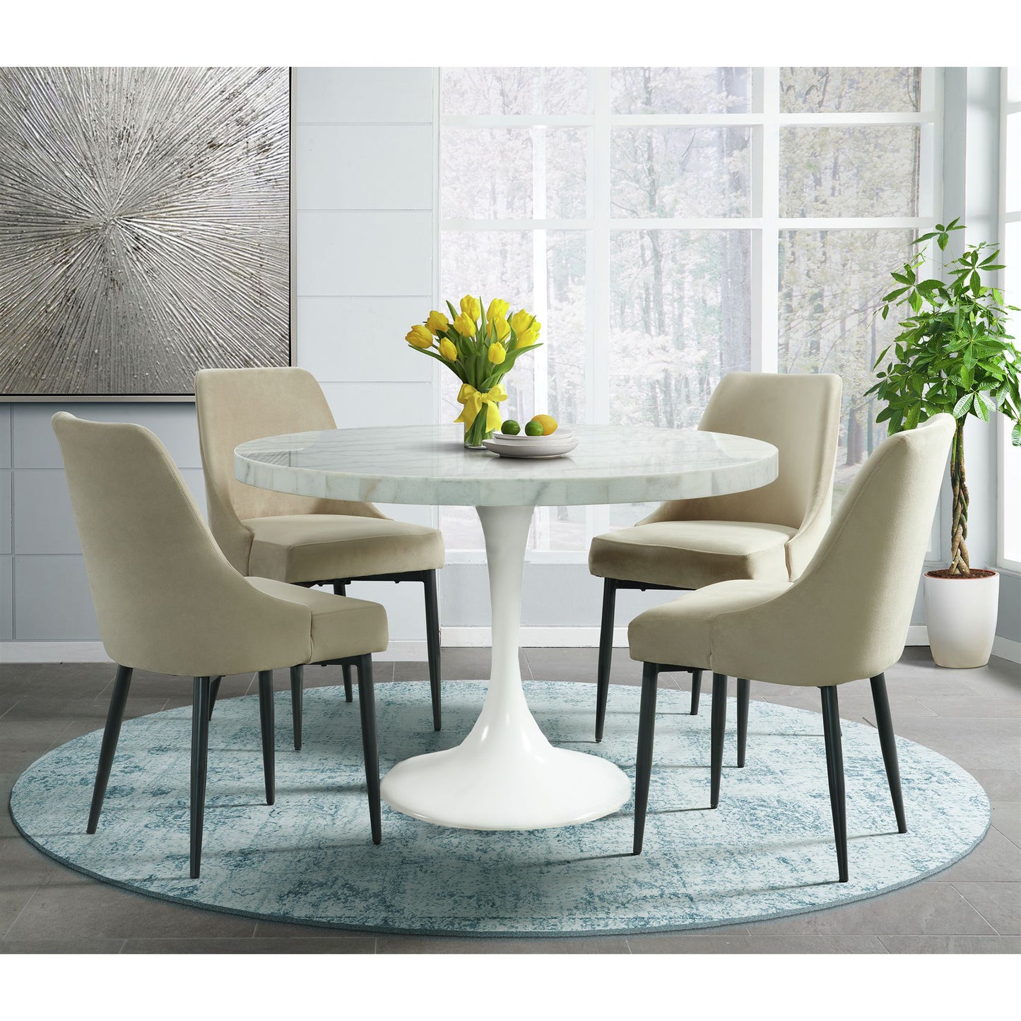 Celeste Round Dining Table in White