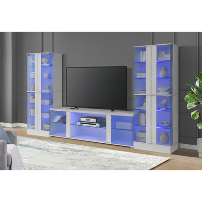 Chandra Entertainment Unit with LED in Glossy White