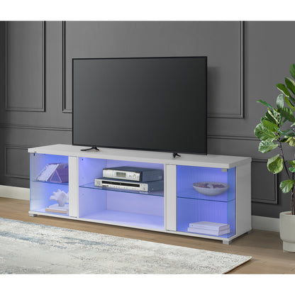 Chandra 70" TV Stand with LED in Glossy White