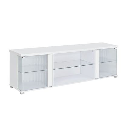 Chandra Entertainment Unit with LED in Glossy White