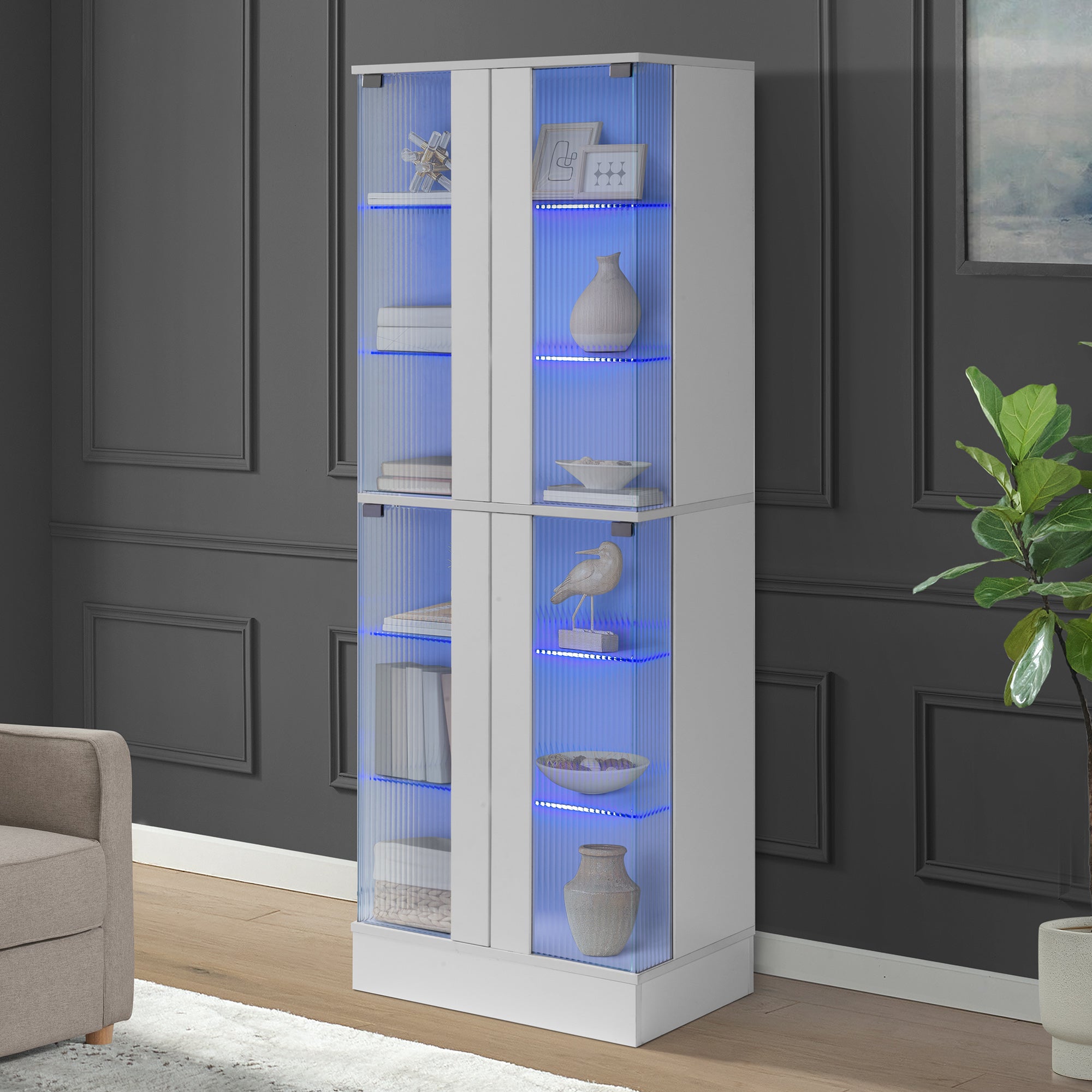 Chandra Cabinet with LED in Glossy White