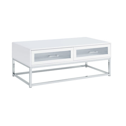 Chandra Coffee Table with LED and Battery Pack in Glossy White