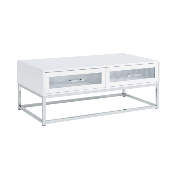 Chandra Coffee Table with LED and Battery Pack in Glossy White