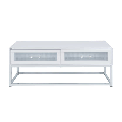 Chandra Coffee Table with LED and Battery Pack in Glossy White