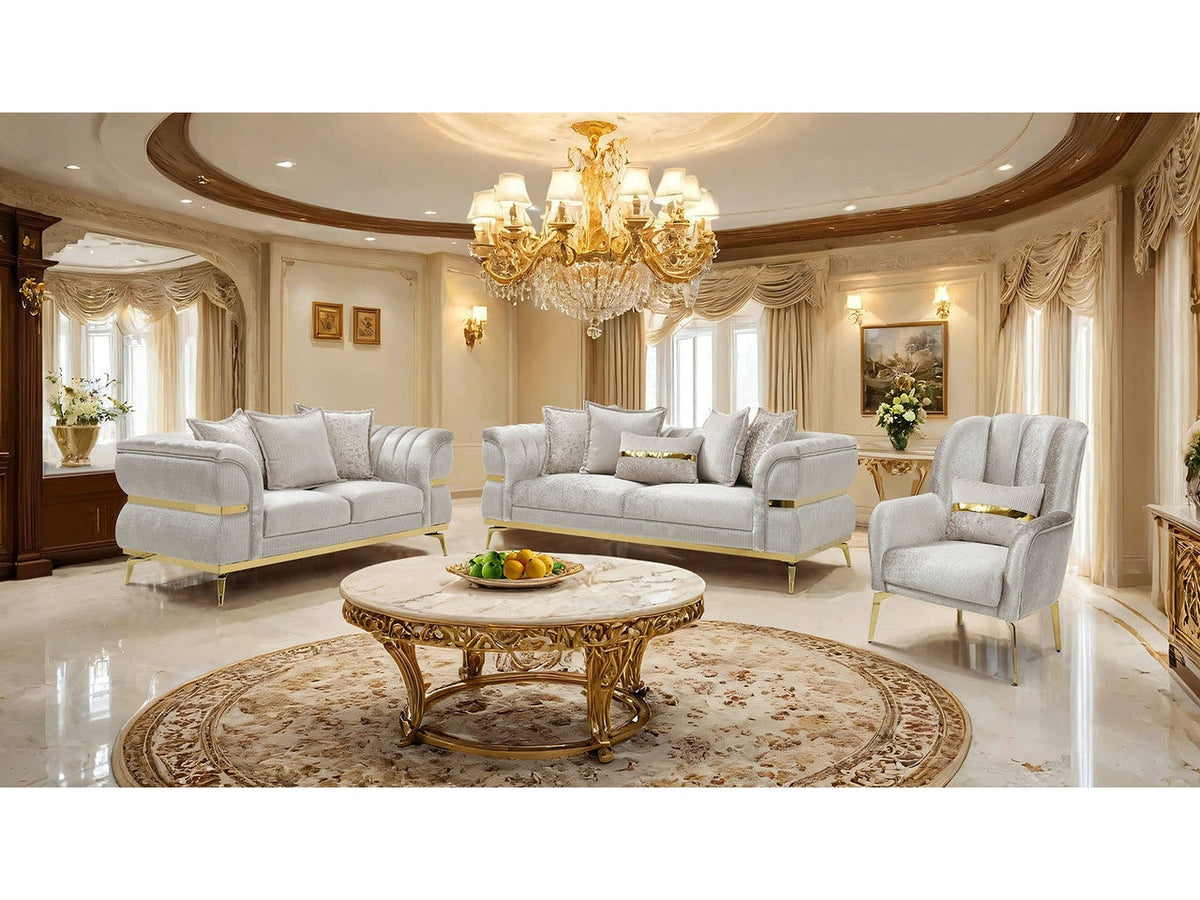 Charlevoix Beige/Gold Loveseat