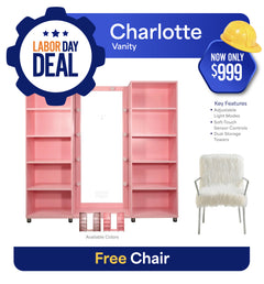Charlotte Full Length Pink Vanity Kit  + Free Vanity Chair
