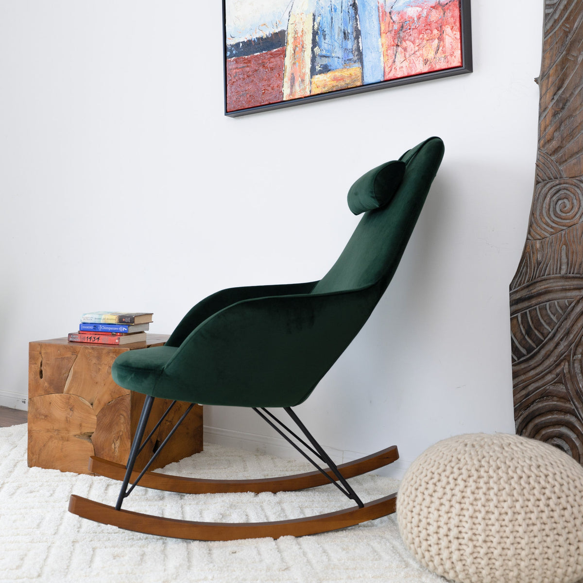 Silla mecedora moderna de mediados de siglo Chloe para sala de estar y dormitorio