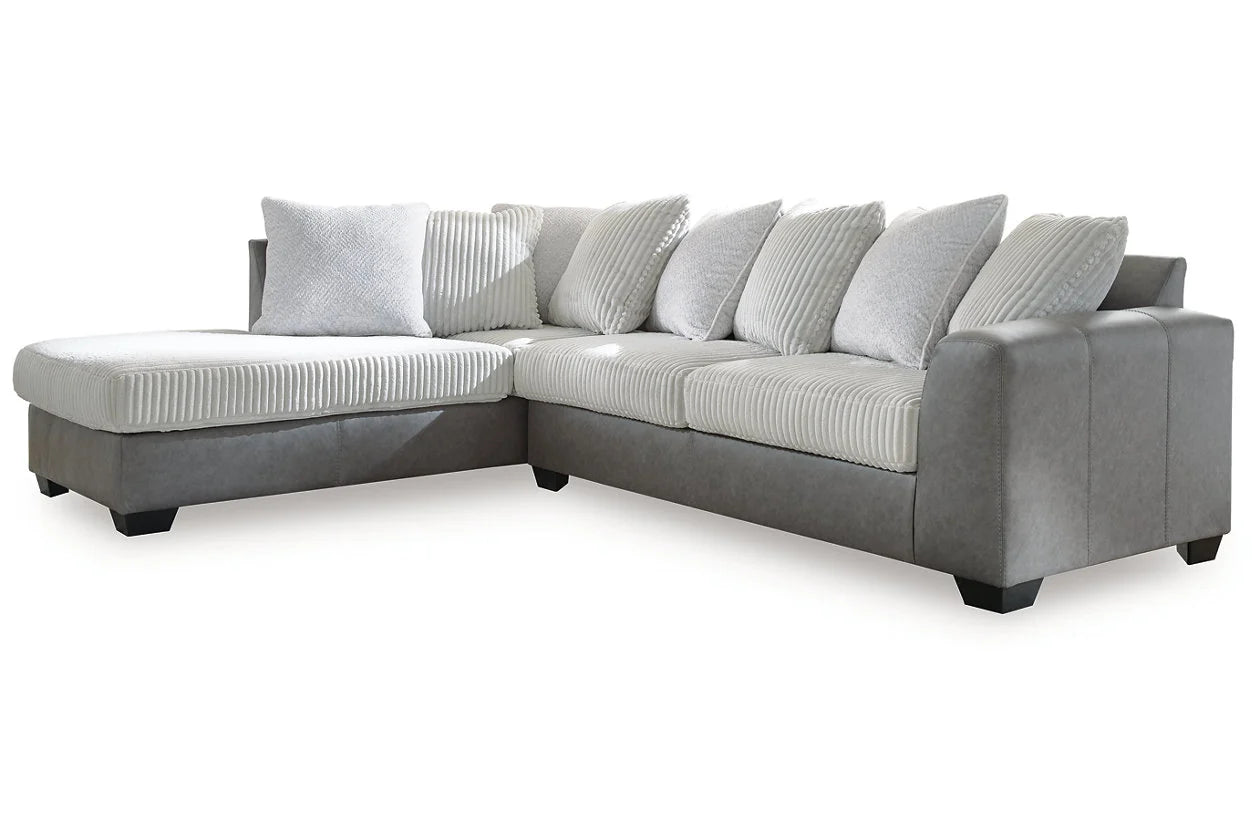 Clairette Court 2PC Sectional with Chaise & Oversized Ottoman Set