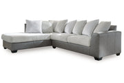 Clairette Court 2PC Sectional with Chaise & Oversized Ottoman Set