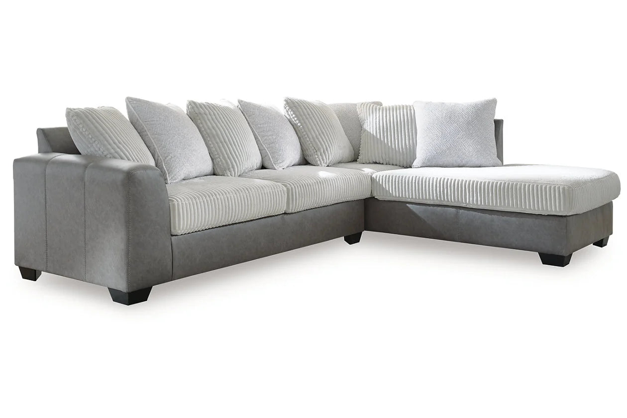 Clairette Court 2PC Sectional with Chaise & Oversized Ottoman Set
