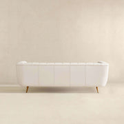 LaMattina Genuine Italian Beige Leather Channel Tufted Sofa