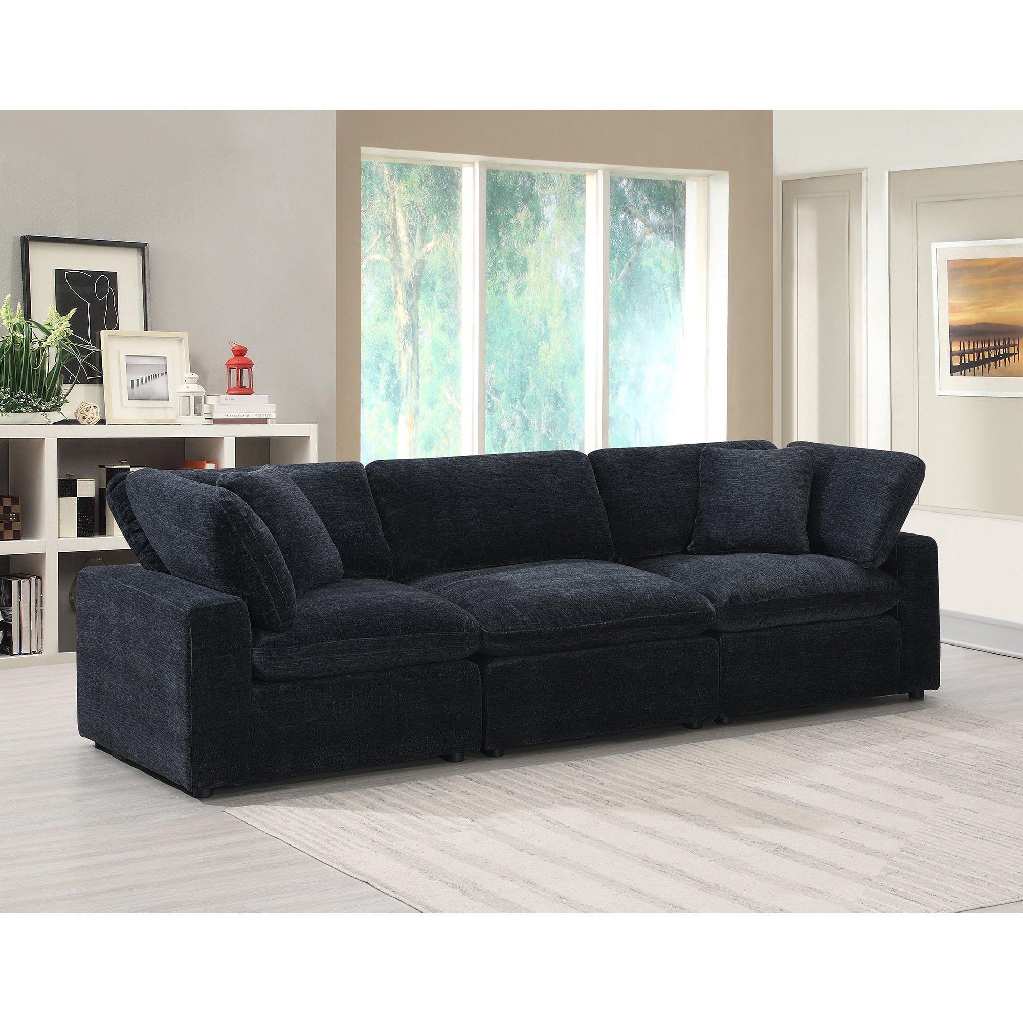 Cloud 9 Modular 3PC Living Room Set in Zaftag Ebony