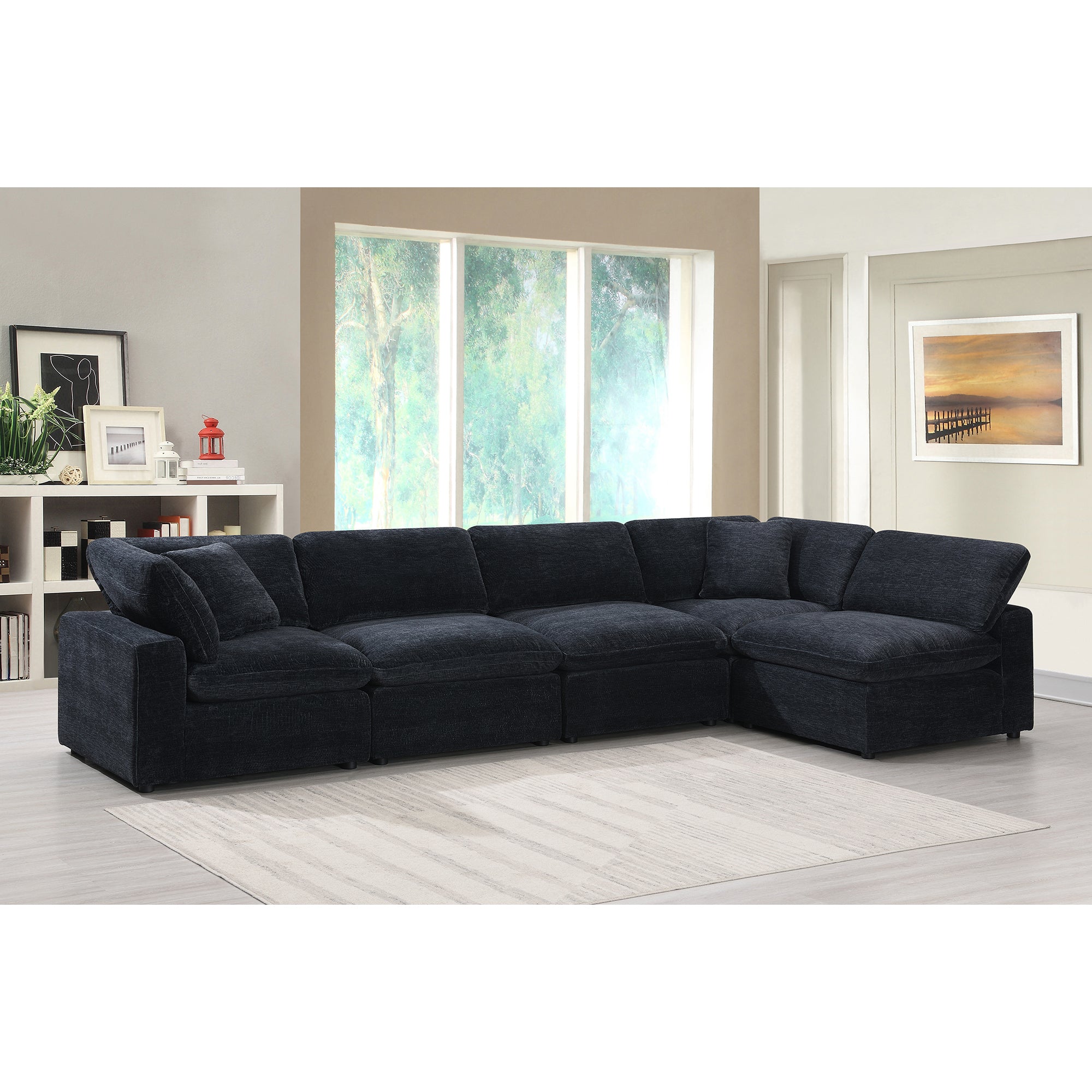 Cloud 9 Modular 5PC Living Room Set in Zaftag Ebony