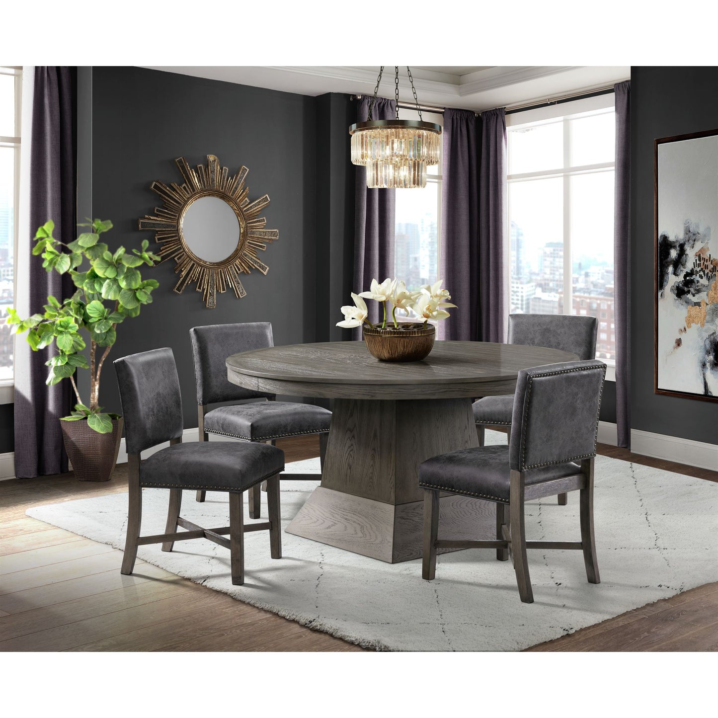 Collins Dining Table Complete in Grey
