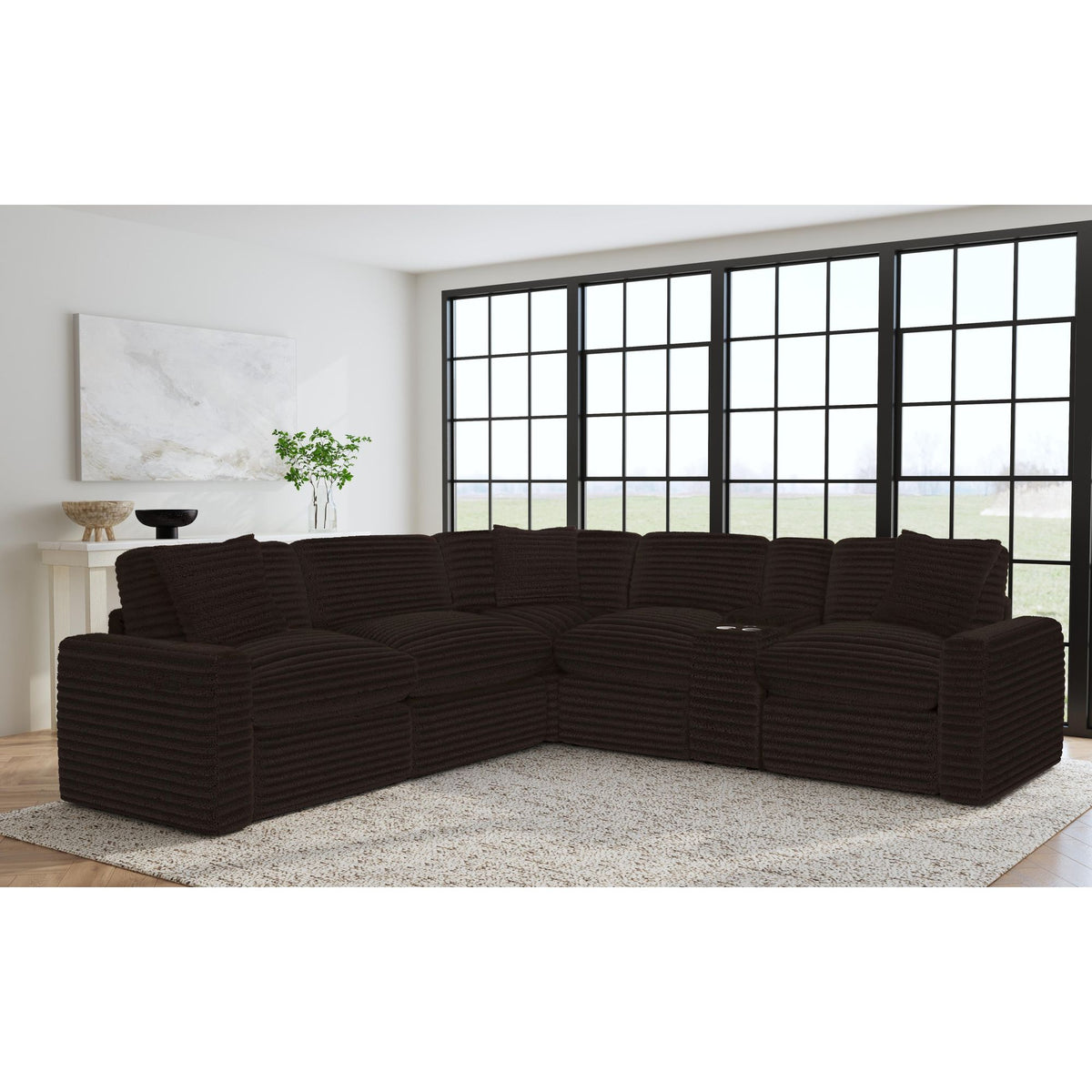 Corsicana 6Pc Sectional Set In Masis Espresso