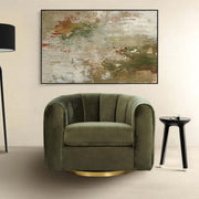 Silla giratoria de terciopelo verde Cosey