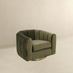 Silla giratoria de terciopelo verde Cosey