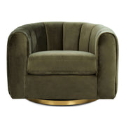 Silla giratoria de terciopelo verde Cosey
