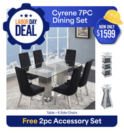 Cyrene Gianna 7PC Dining Set Package + FREE 2PC Accessories Set
