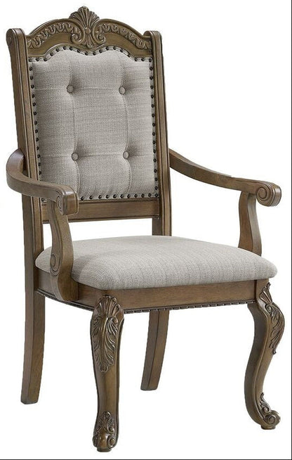 Madison Park Dining Side Chair – Walnut & Beige Fabric