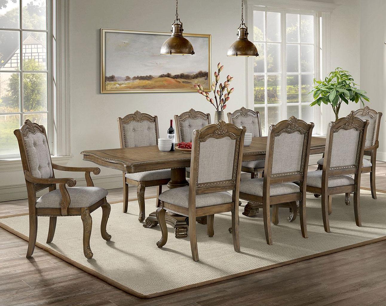 Madison Park Dining Side Chair – Walnut & Beige Fabric